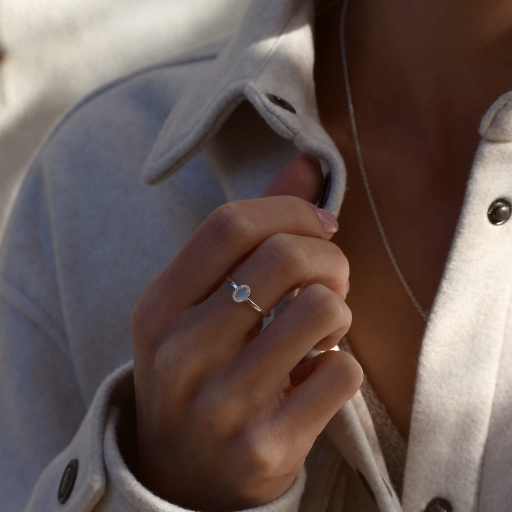 Fingerring Lua | Amazonit oder Mondstein