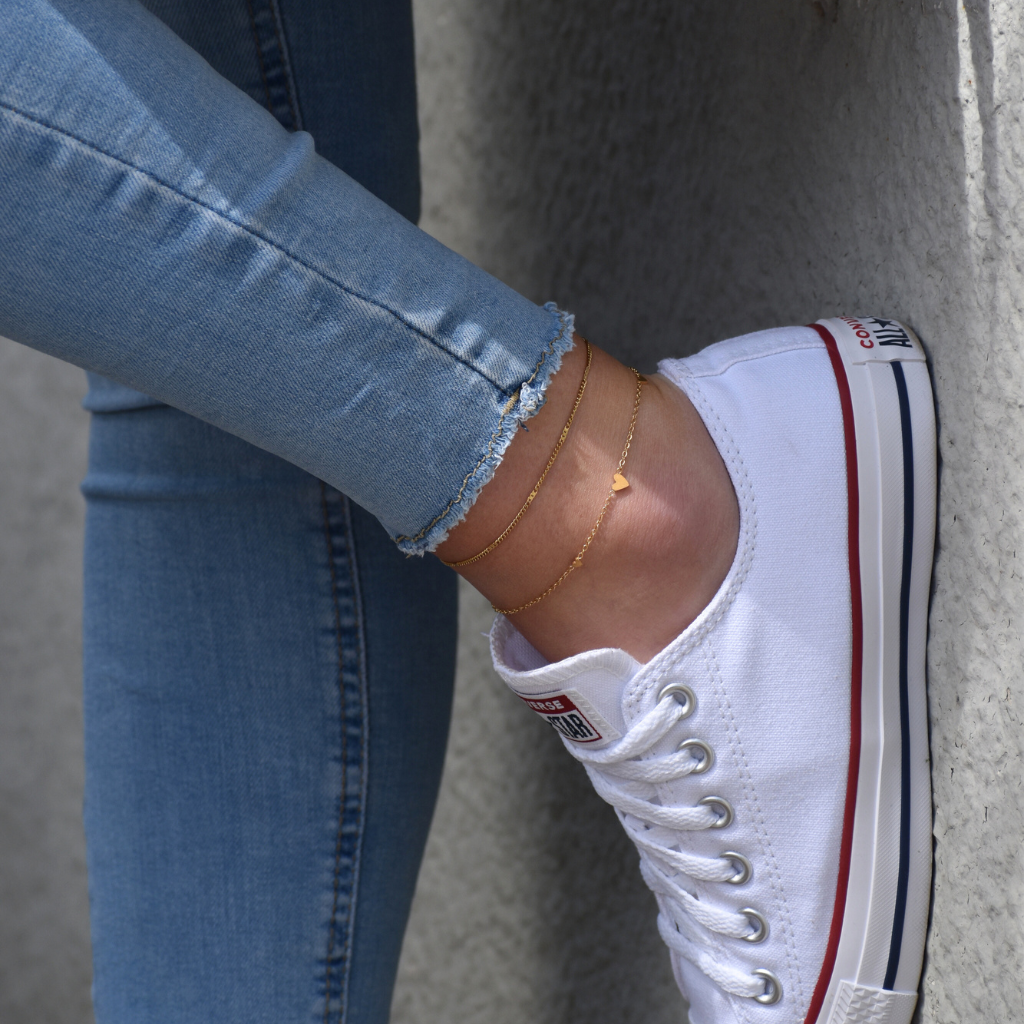 Fusskette Three Hearts (wasserfest)