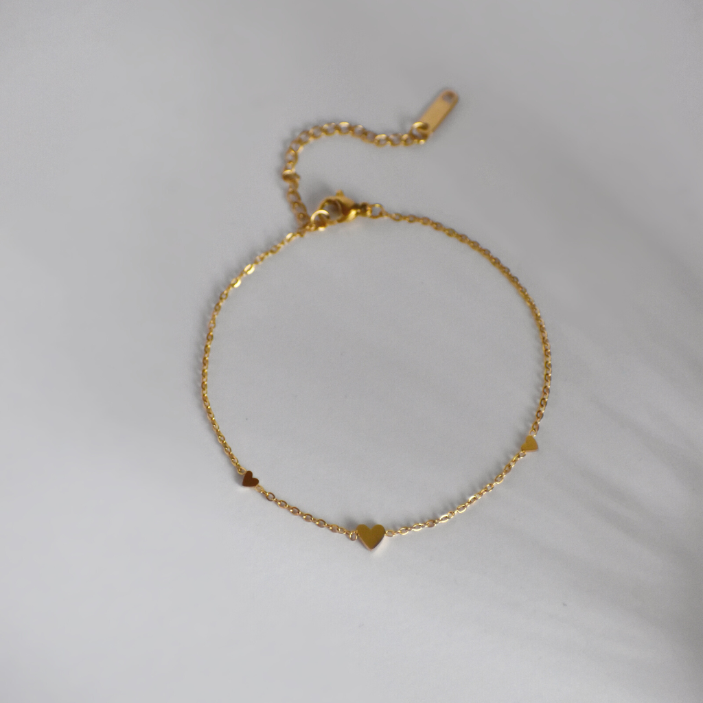 Fusskette Three Hearts (wasserfest)