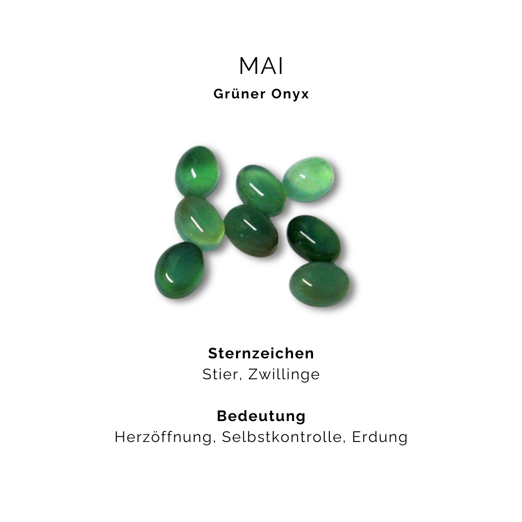 Geburtsstein Halskette Mai - Grüner Onyx