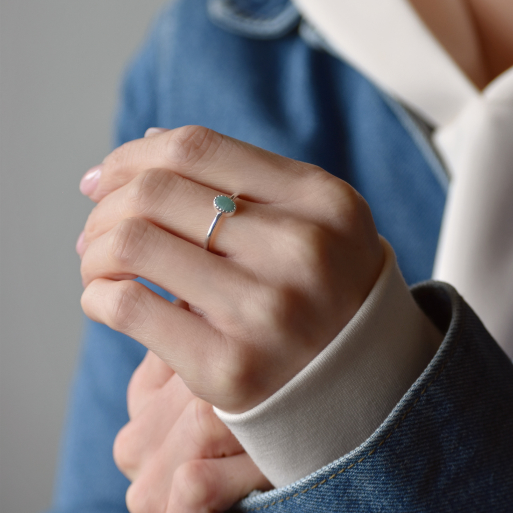 Fingerring Lua | Amazonit oder Mondstein