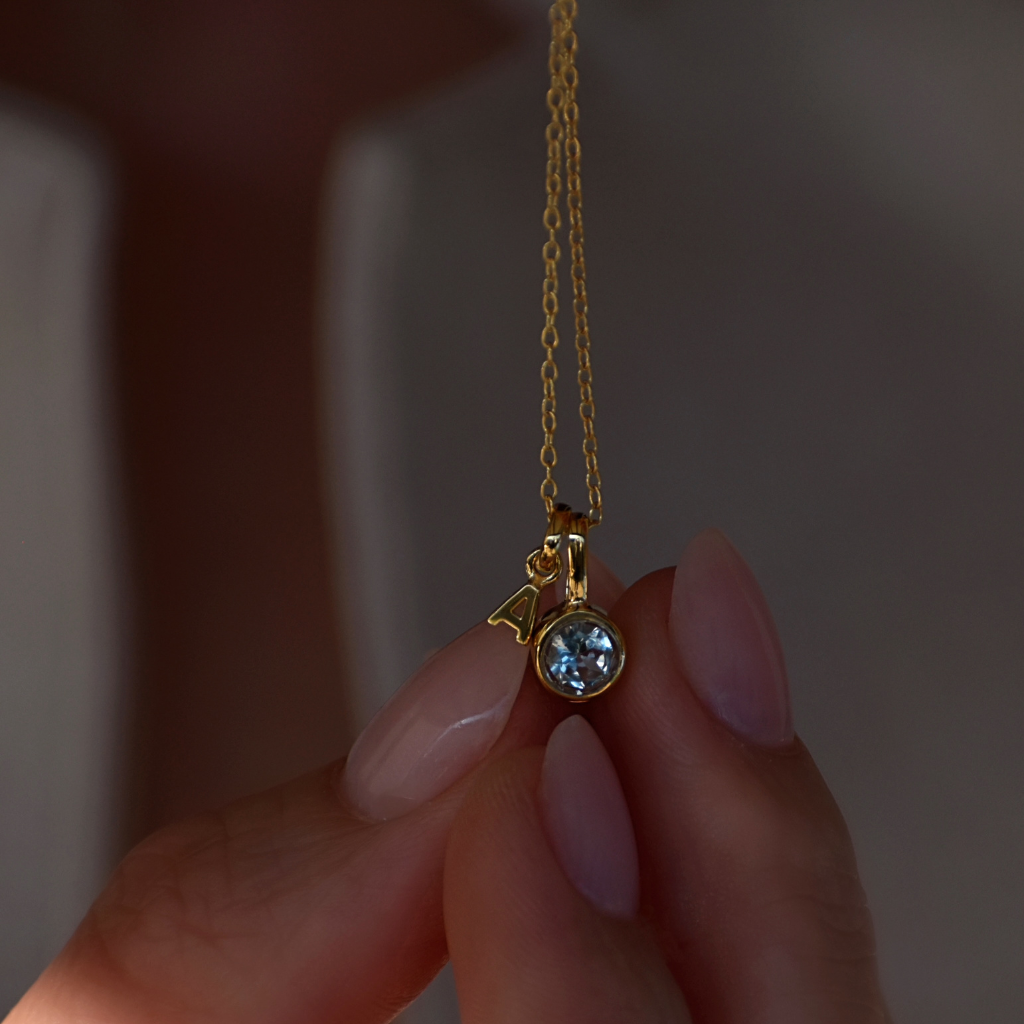 Geburtsstein Halskette Dezember - Blauer Topas