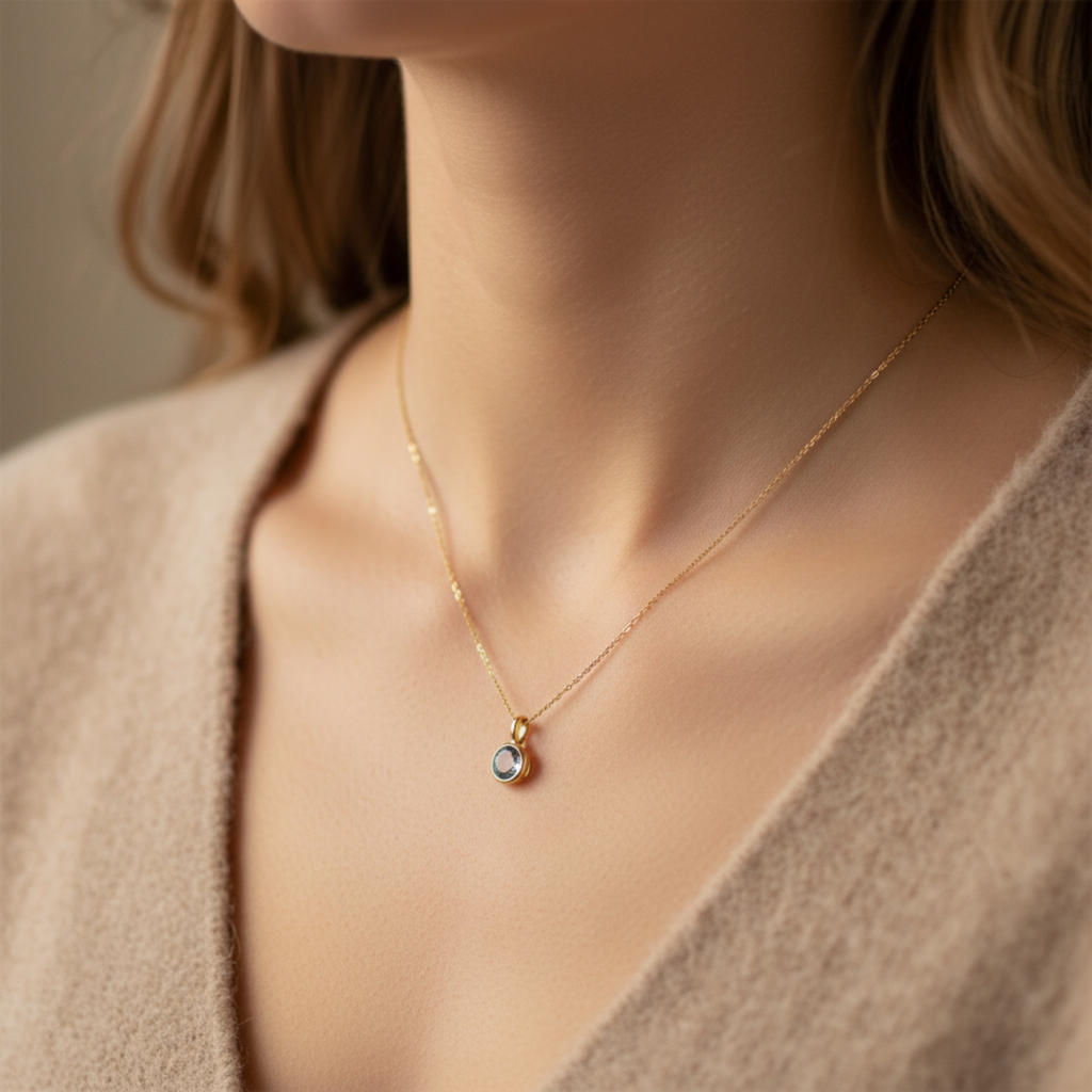 Geburtsstein Halskette Dezember - Blauer Topas