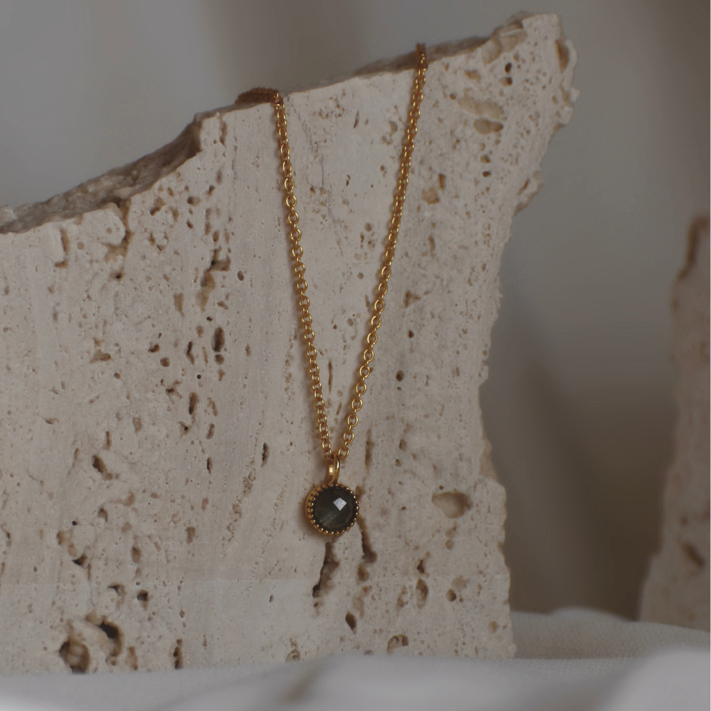 Halskette Oana | Mondstein, Labradorit, Rosenquarz