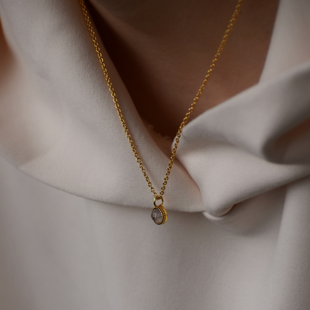 Halskette Oana | Mondstein, Labradorit, Rosenquarz