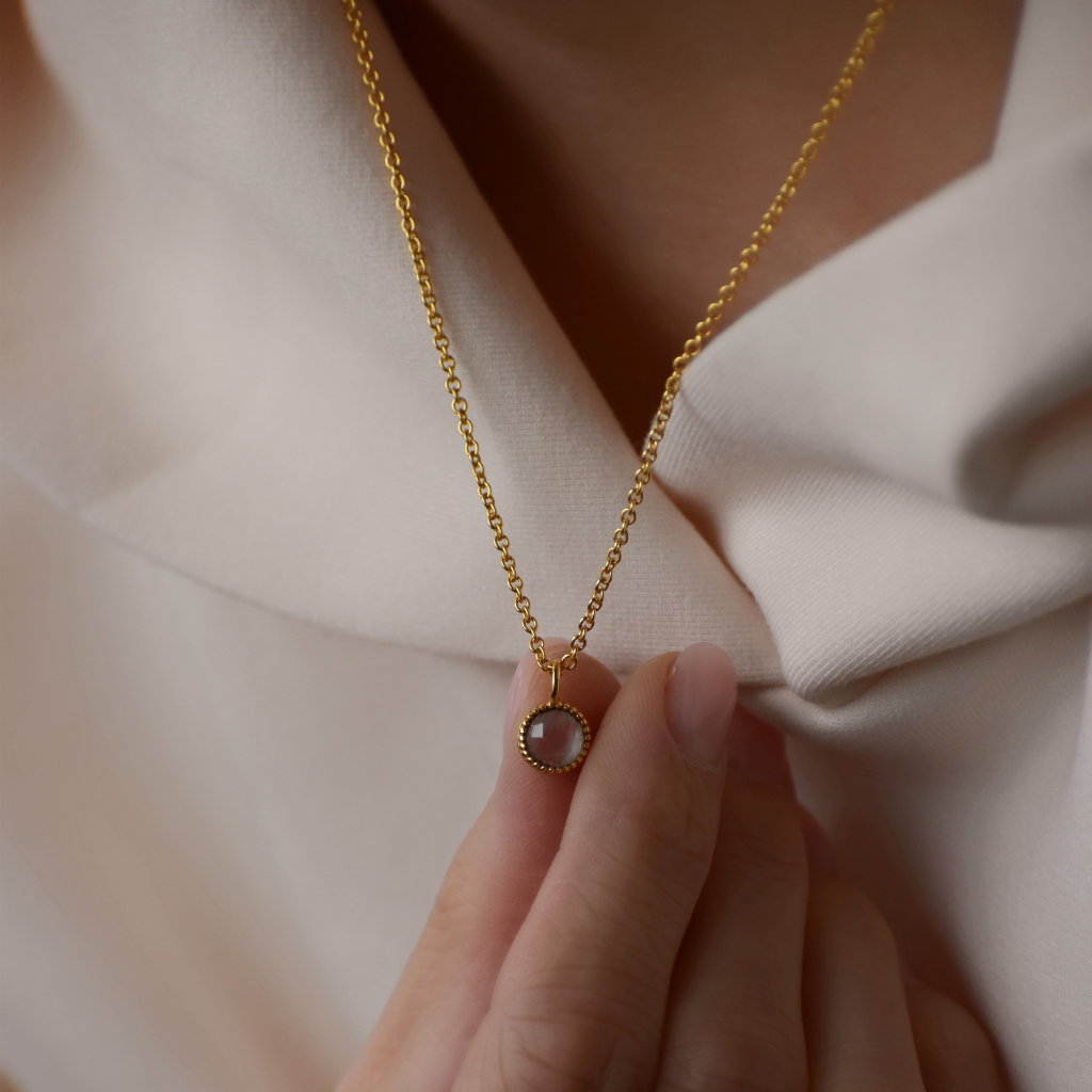 Halskette Oana | Mondstein, Labradorit, Rosenquarz