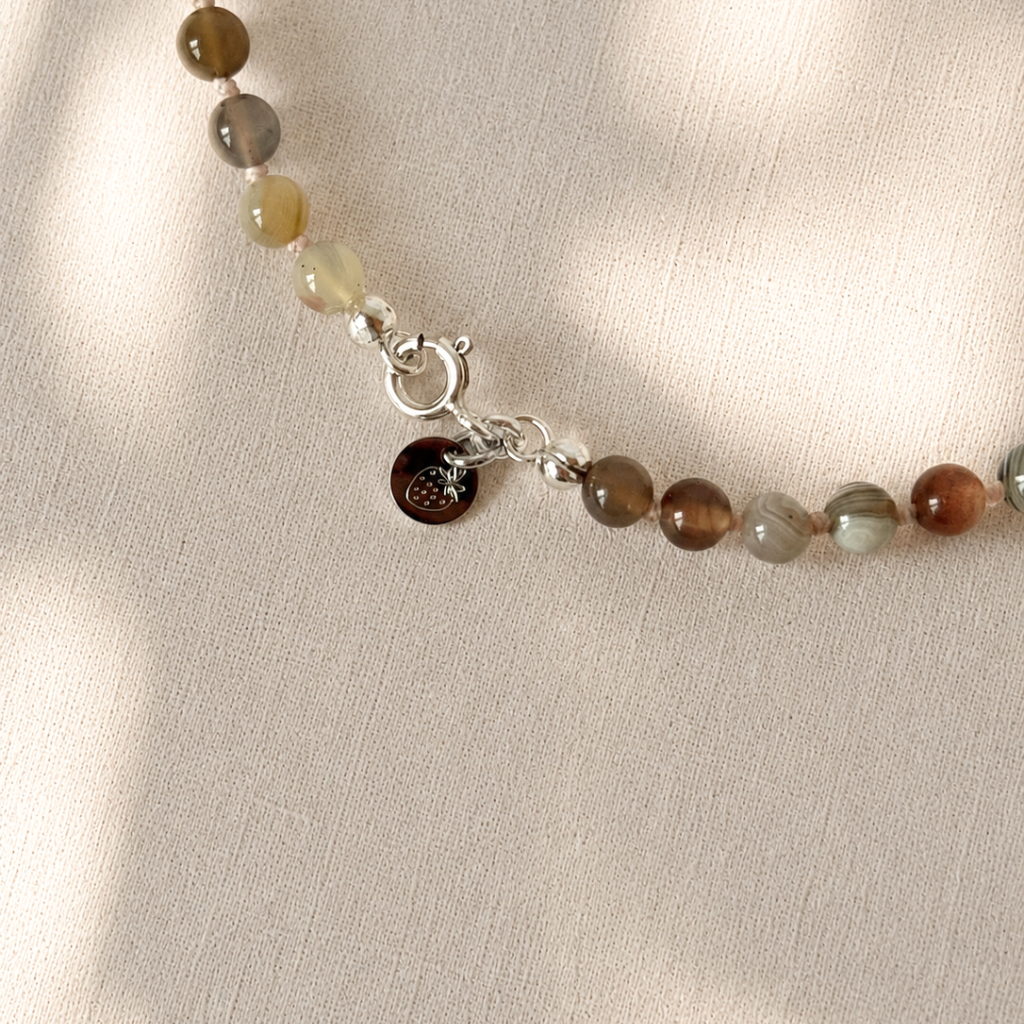 Kinderhalskette Yumi | Botswana-Achat | Silber