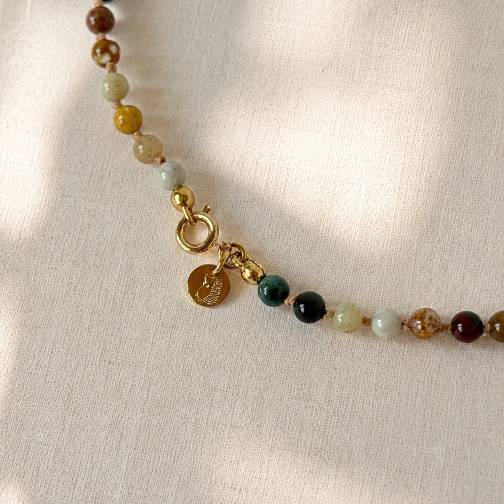 Kinderhalskette Yumi | Ozeanjaspis | Gold