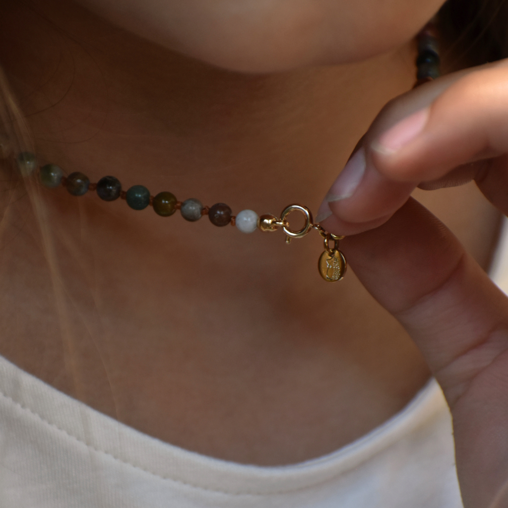 Kinderhalskette Yumi | Ozeanjaspis | Gold