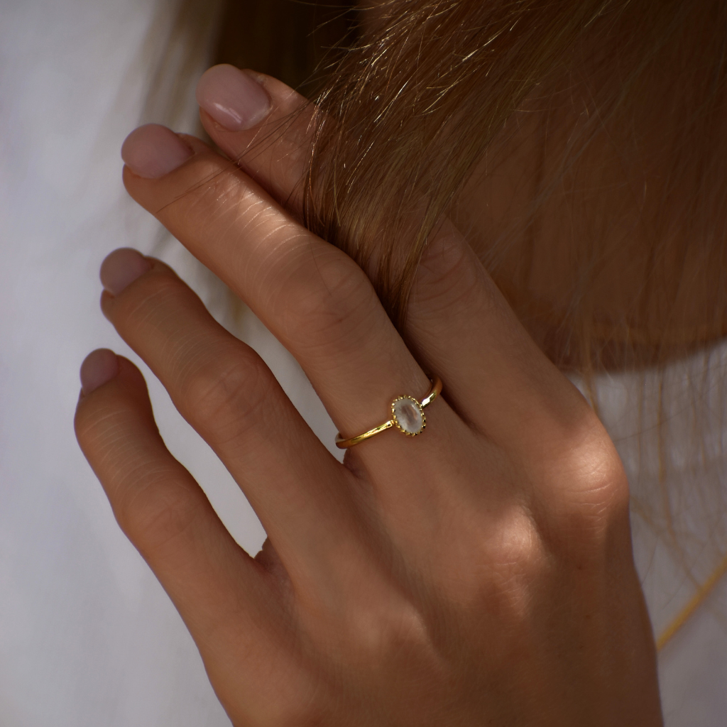 Fingerring Lua | Amazonit oder Mondstein