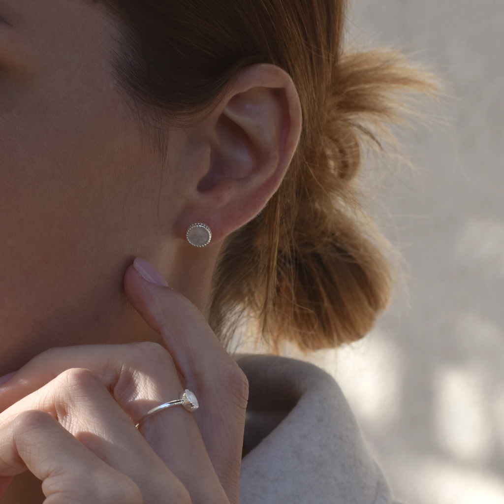 Ohrstecker Oana | Mondstein, Labradorit, Rosenquarz