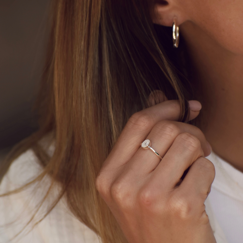 Fingerring Lua | Amazonit oder Mondstein