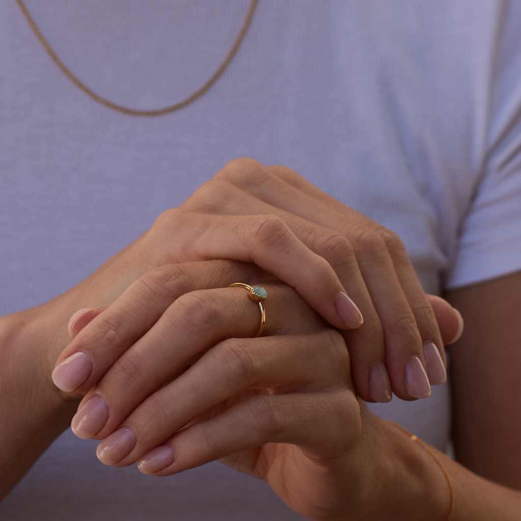 Fingerring Lua | Amazonit oder Mondstein