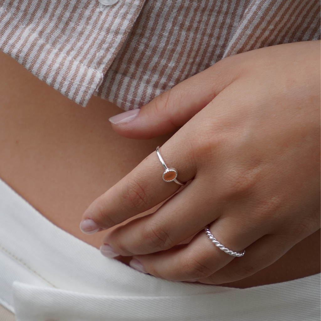 Fingerring Lua | Amazonit oder Mondstein