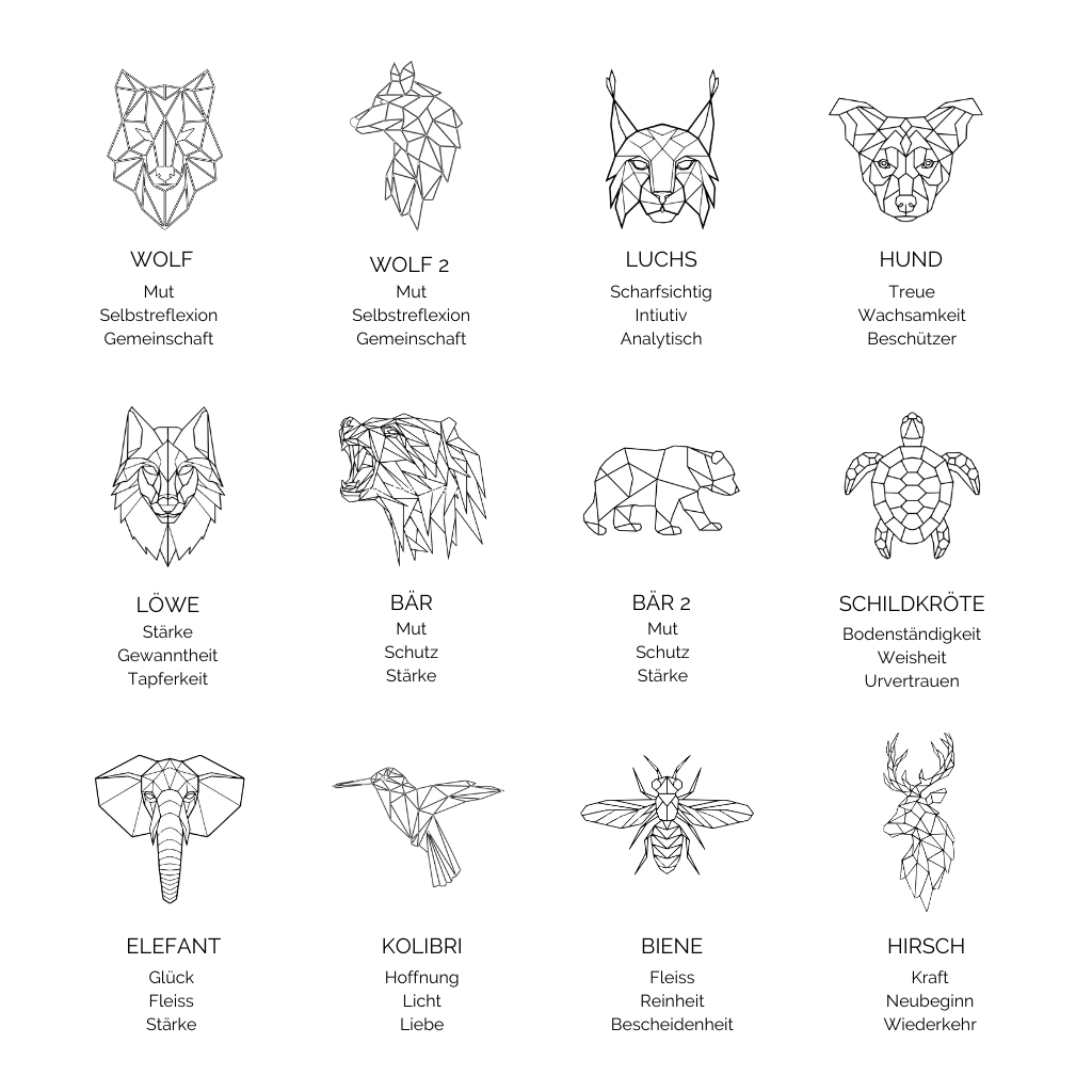 Gravurkette Lou | Geometrische Tiere | Rund, Oval, Eckig