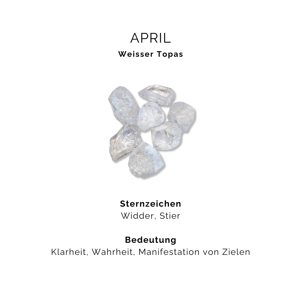 Geburtsstein Halskette April - Weisser Topas