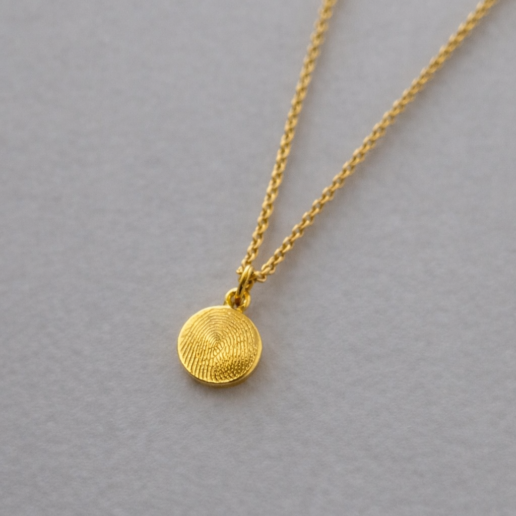 Gravurkette Liv | Rund MIDI | Fingerabdruck, Handschrift, Zeichnung, Pfote, Hand- oder Fussabdruck, Hundenasenstruktur