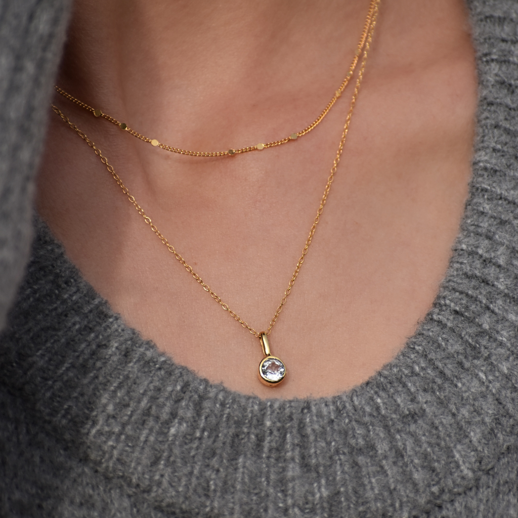 Geburtsstein Halskette April - Weisser Topas