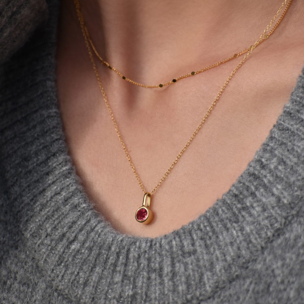 Geburtsstein Halskette Juli - Rubin