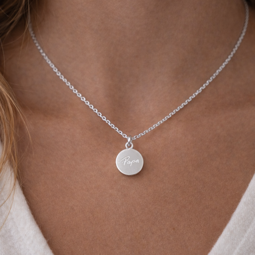 Gravurkette Liv | Rund MIDI | Fingerabdruck, Handschrift, Zeichnung, Pfote, Hand- oder Fussabdruck, Hundenasenstruktur