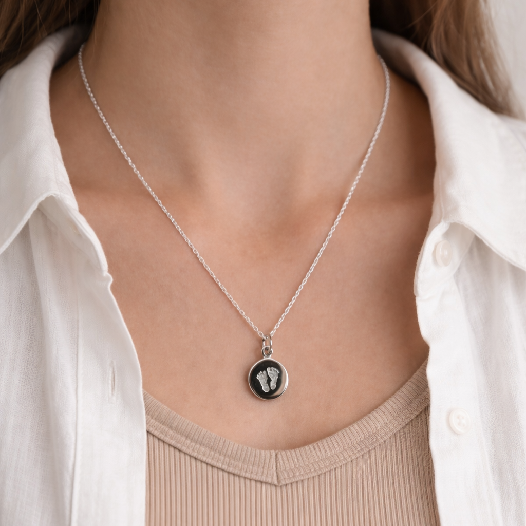 Gravurkette Liv | Rund MIDI | Fingerabdruck, Handschrift, Zeichnung, Pfote, Hand- oder Fussabdruck, Hundenasenstruktur