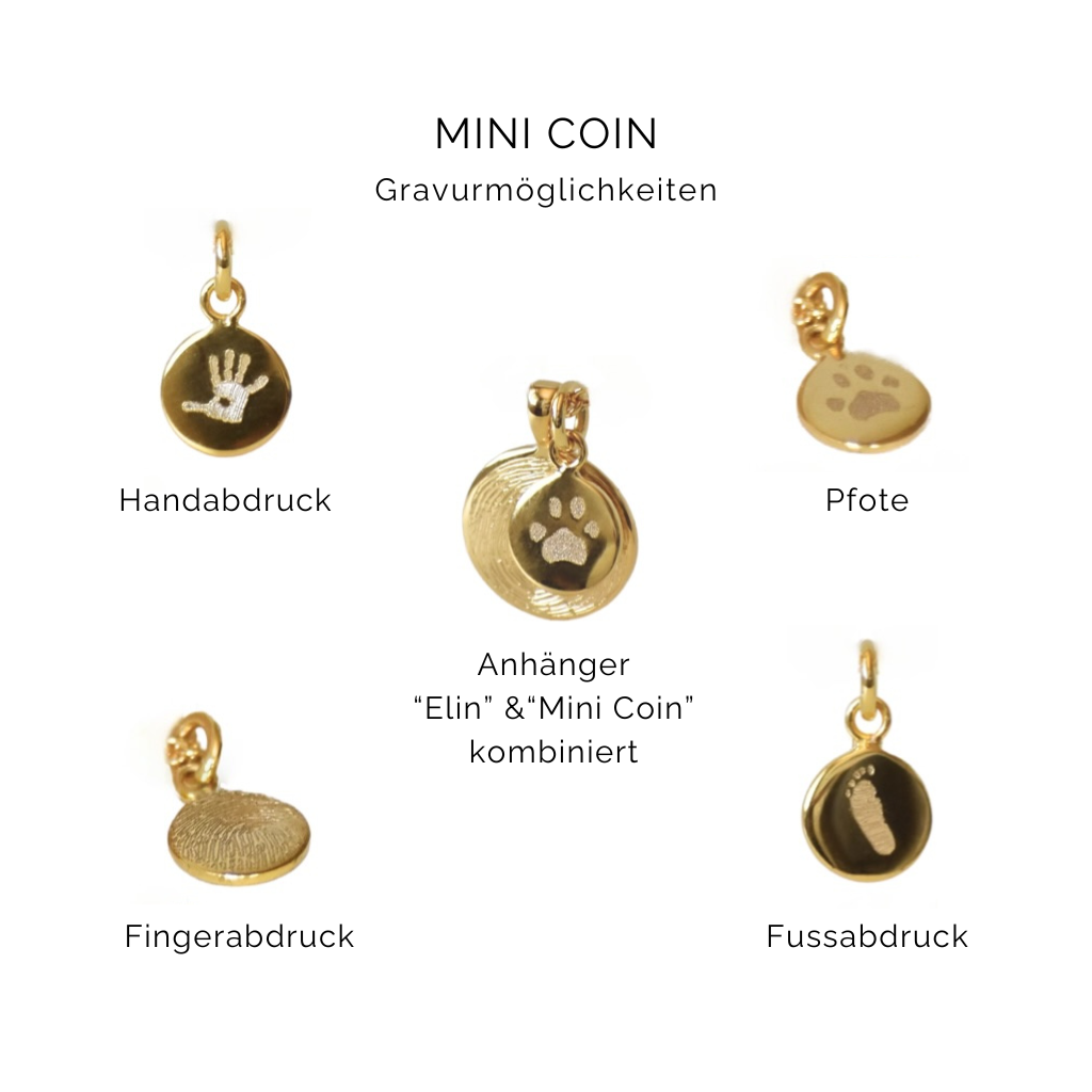 Anhänger Coin Mini | Fingerabdruck, Pfote, Hand- oder Fussabdruck