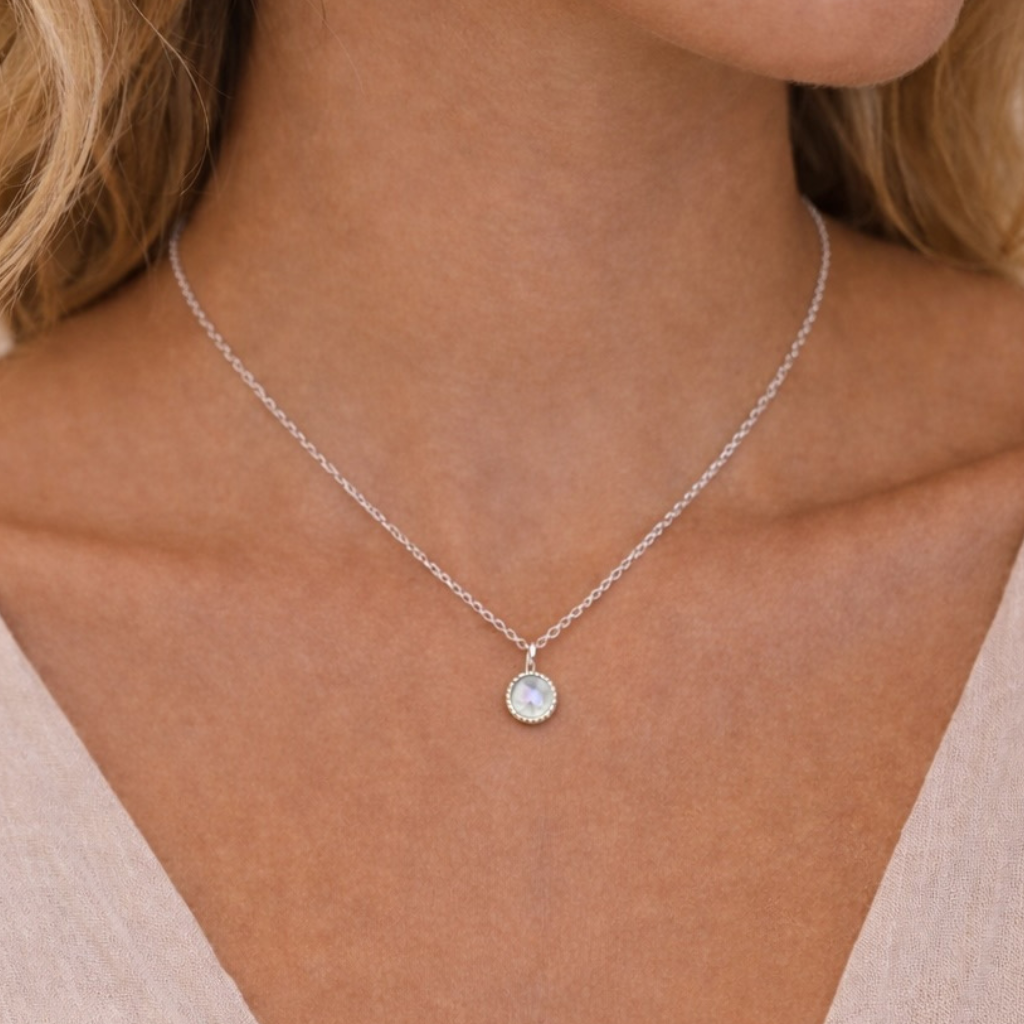 Halskette Oana | Mondstein, Labradorit, Rosenquarz
