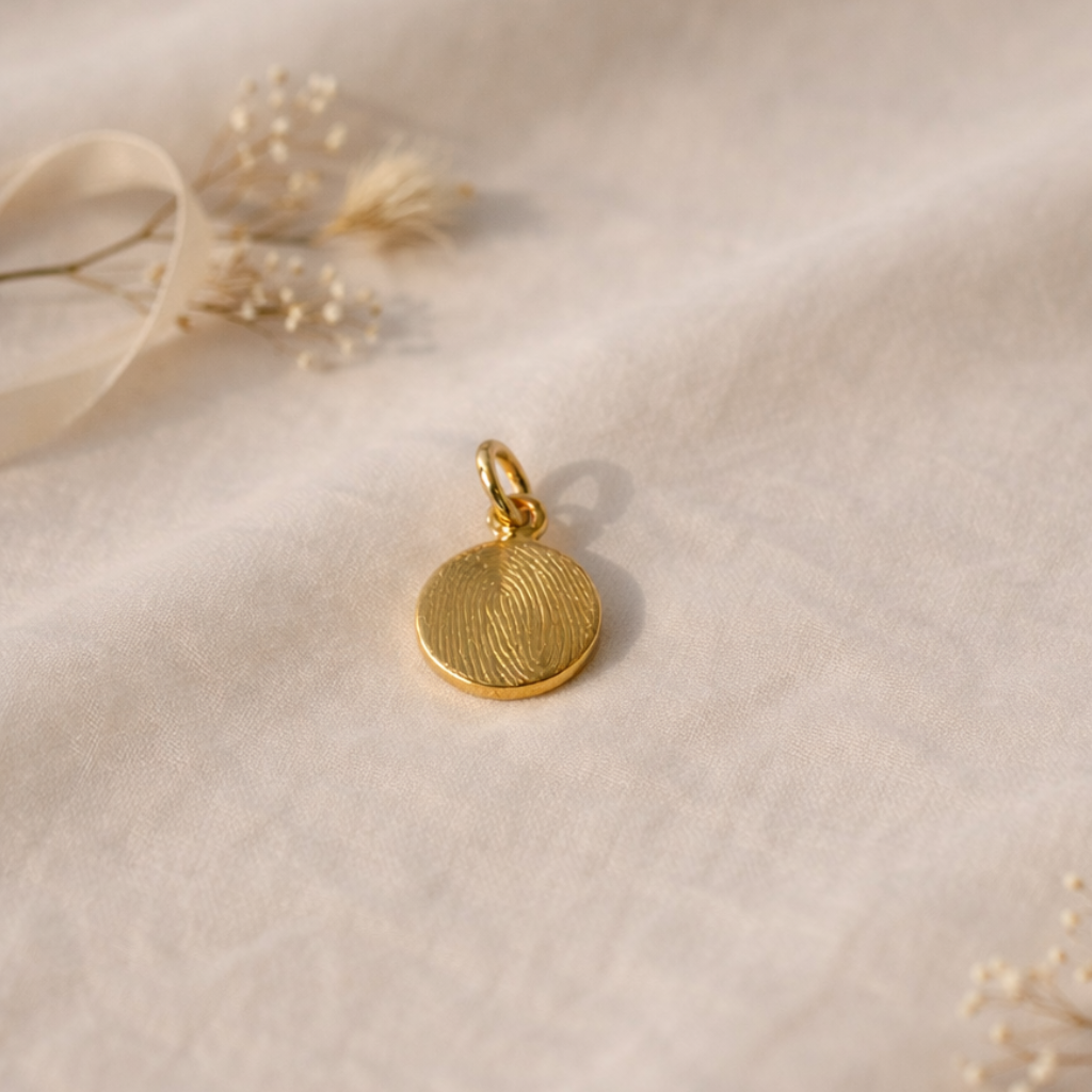 Gravurkette Liv | Rund MIDI | Fingerabdruck, Handschrift, Zeichnung, Pfote, Hand- oder Fussabdruck, Hundenasenstruktur