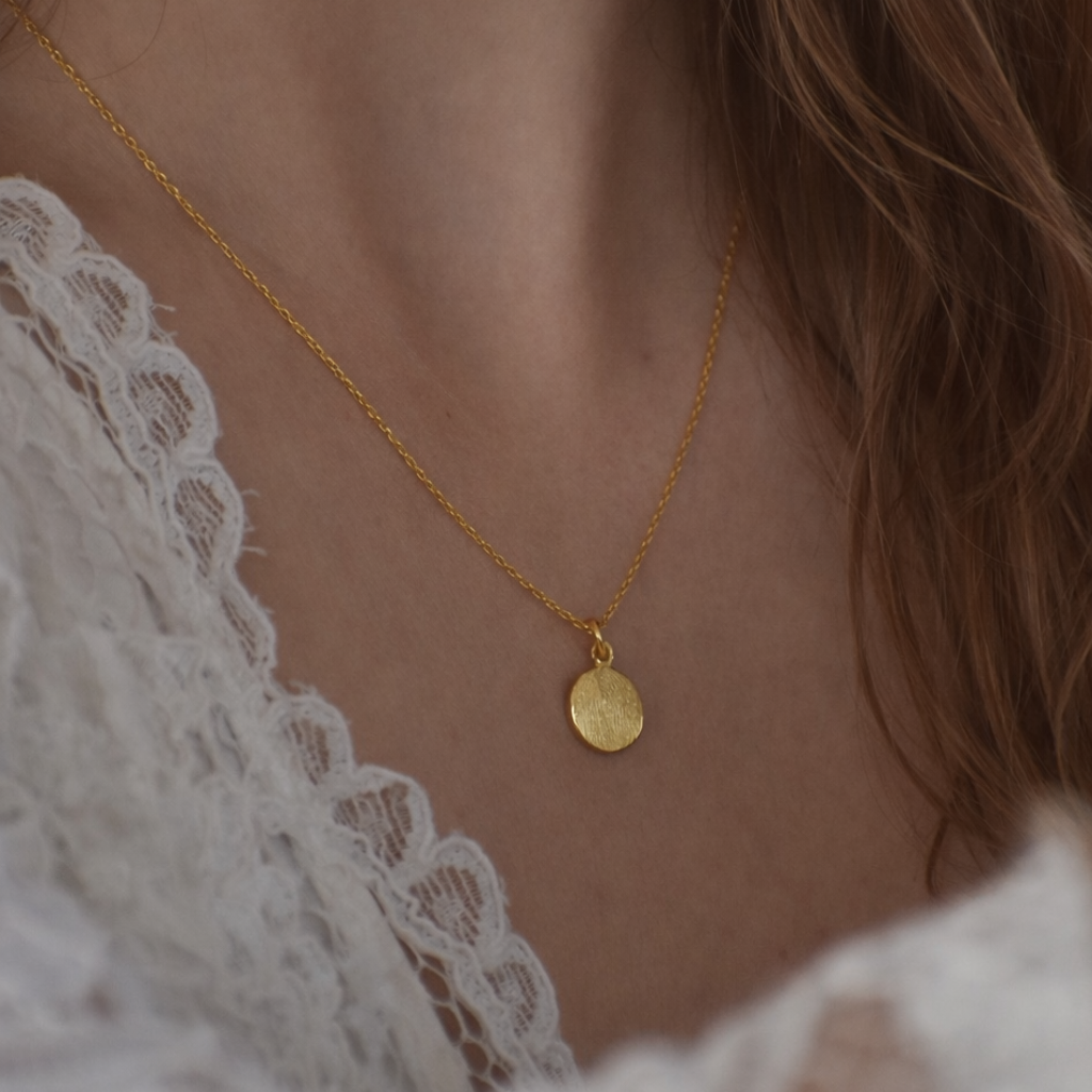 Gravurkette Liv | Rund MIDI | Fingerabdruck, Handschrift, Zeichnung, Pfote, Hand- oder Fussabdruck, Hundenasenstruktur