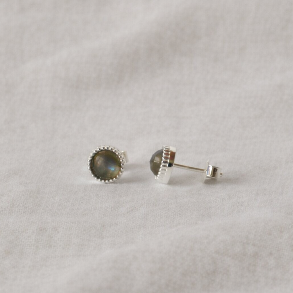 Ohrstecker Oana | Mondstein, Labradorit, Rosenquarz