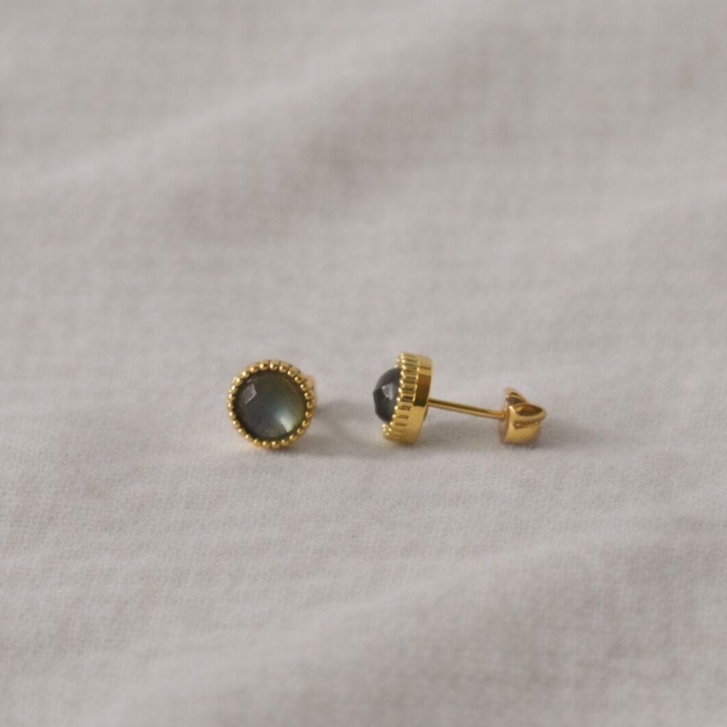 Ohrstecker Oana | Mondstein, Labradorit, Rosenquarz