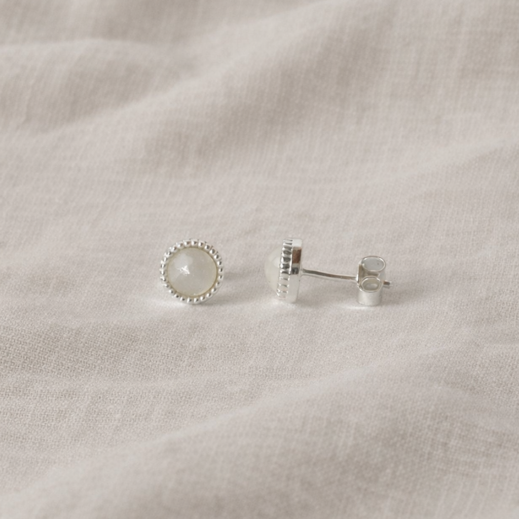 Ohrstecker Oana | Mondstein, Labradorit, Rosenquarz