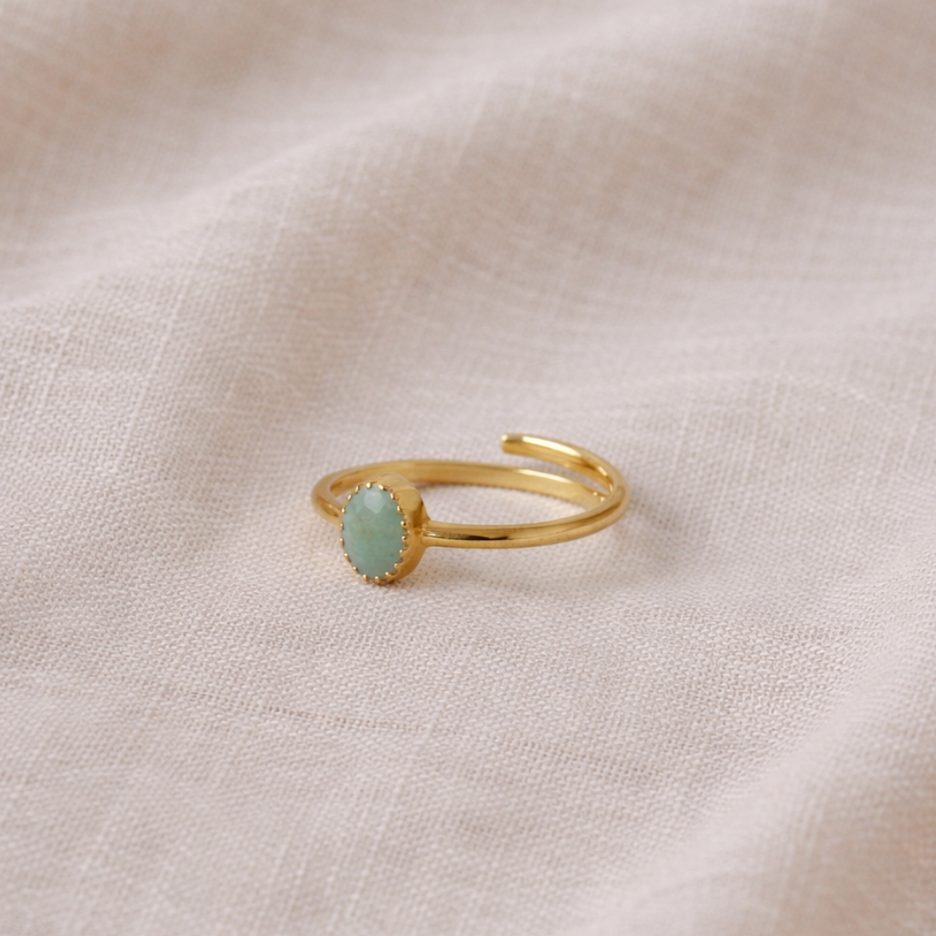 Fingerring Lua | Amazonit oder Mondstein
